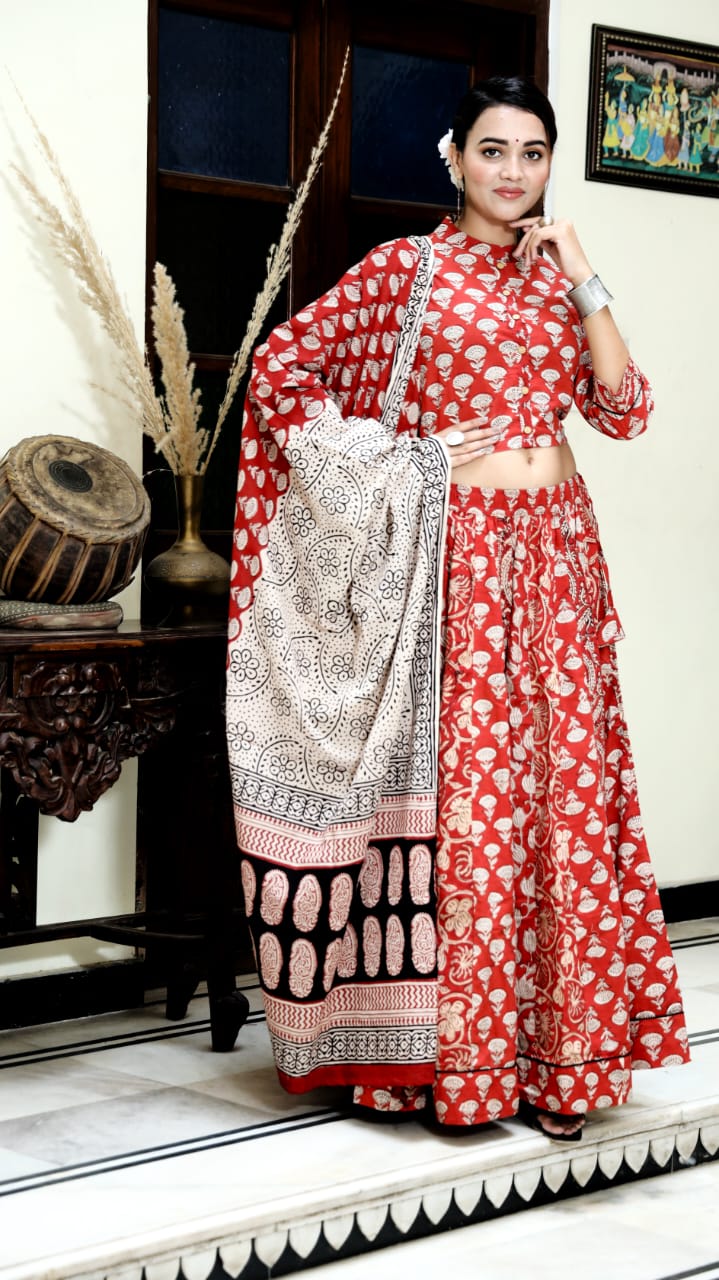 Handblock Lehenga - The Pyt Store