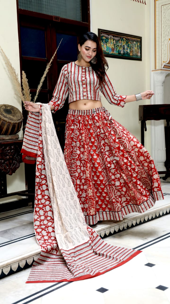 Handblock Lehenga - The Pyt Store