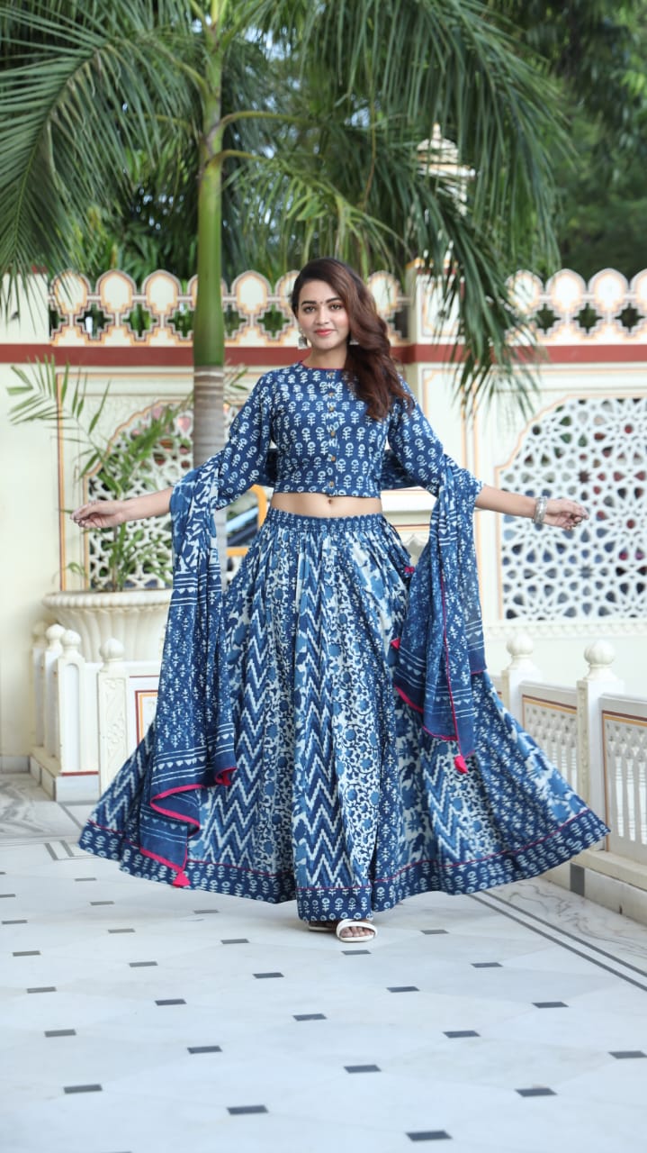 Handblock Lehenga - The Pyt Store