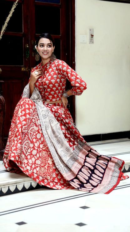 Handblock Lehenga - The Pyt Store