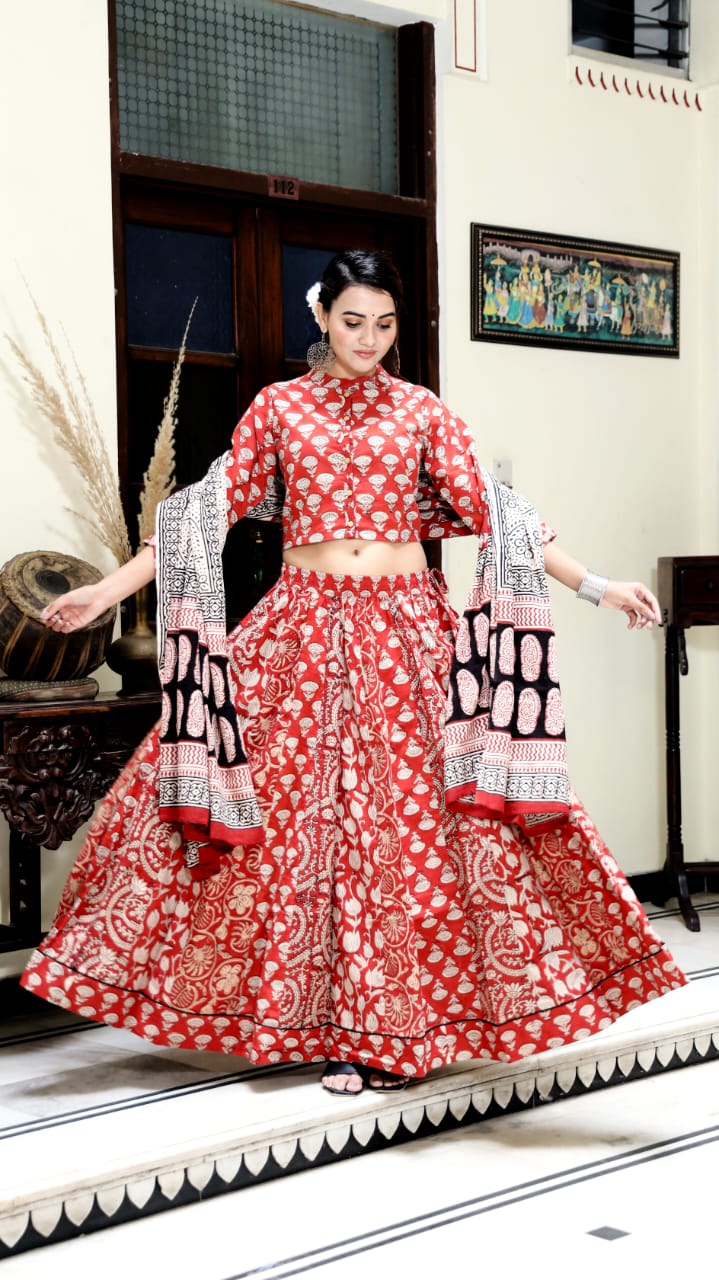 Handblock Lehenga - The Pyt Store