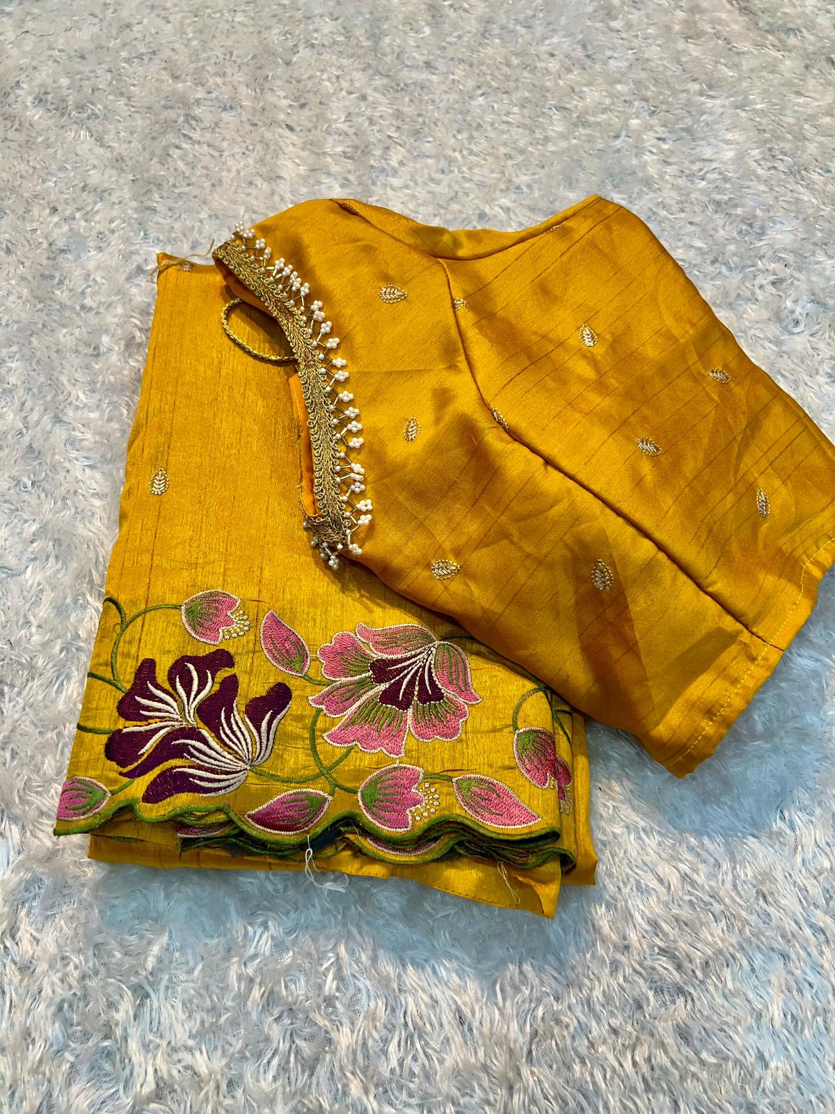 Tussar silk with embroidery blouse - The Pyt Store