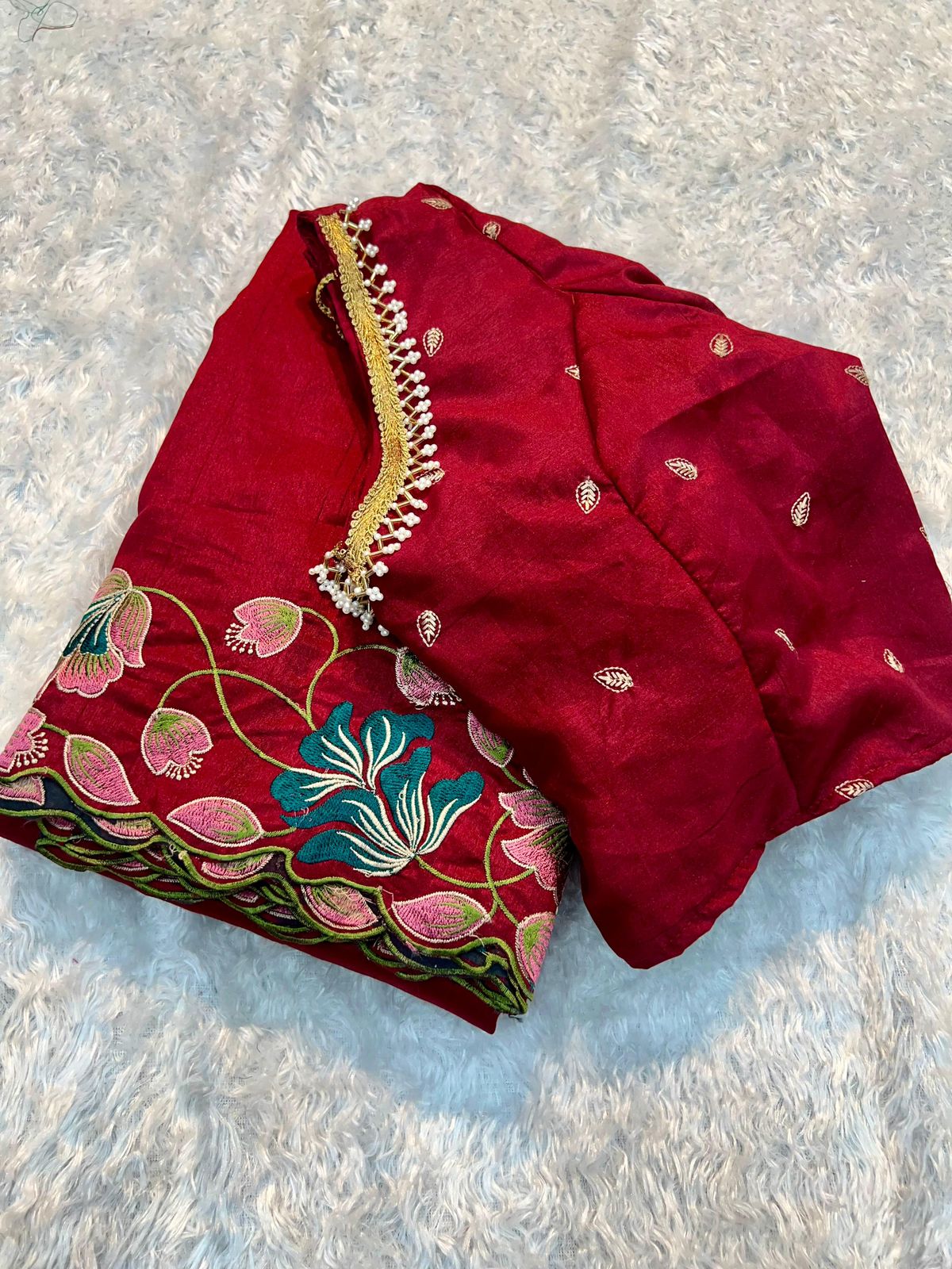 Tussar silk with embroidery blouse - The Pyt Store