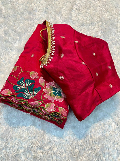 Tussar silk with embroidery blouse - The Pyt Store