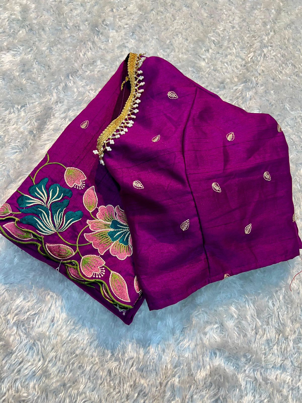 Tussar silk with embroidery blouse - The Pyt Store