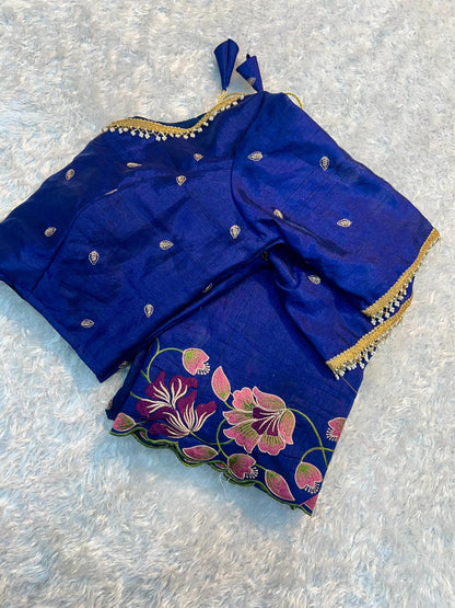 Tussar silk with embroidery blouse - The Pyt Store