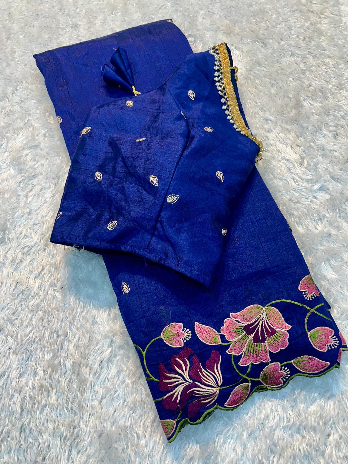 Tussar silk with embroidery blouse - The Pyt Store