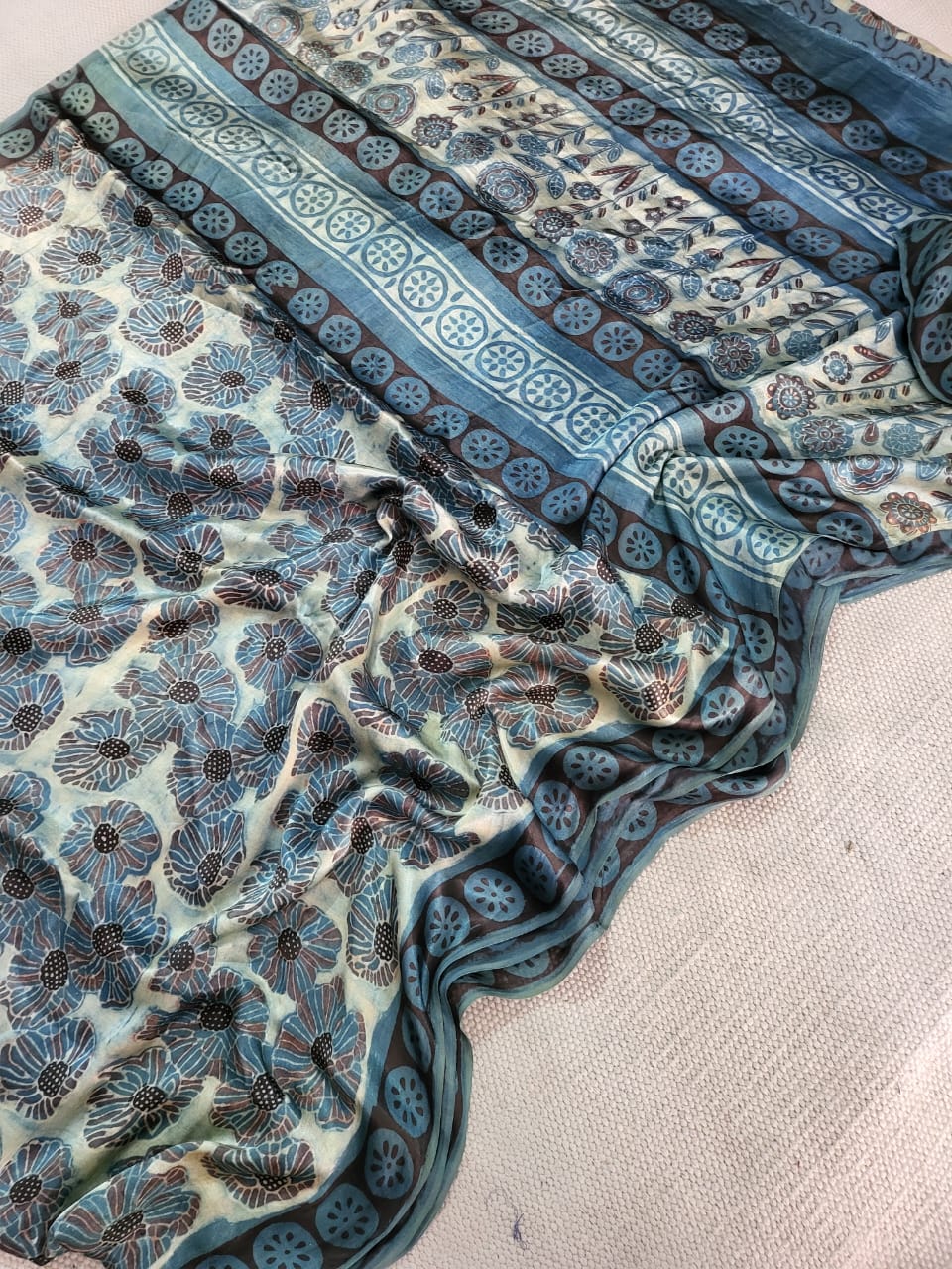 Pure Ajrakh ecoprint saree - The Pyt Store