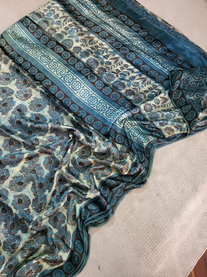 Pure Ajrakh ecoprint saree - The Pyt Store